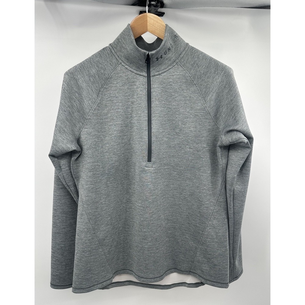 Under Armour Shirt Women XL Gray Fitted Turtleneck Thin Sweater Base‎ Layer Zip